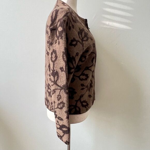 SKYR Norwegian Womens Brown Print wool floral grannycore zip front cardigan M - Picture 3 of 5